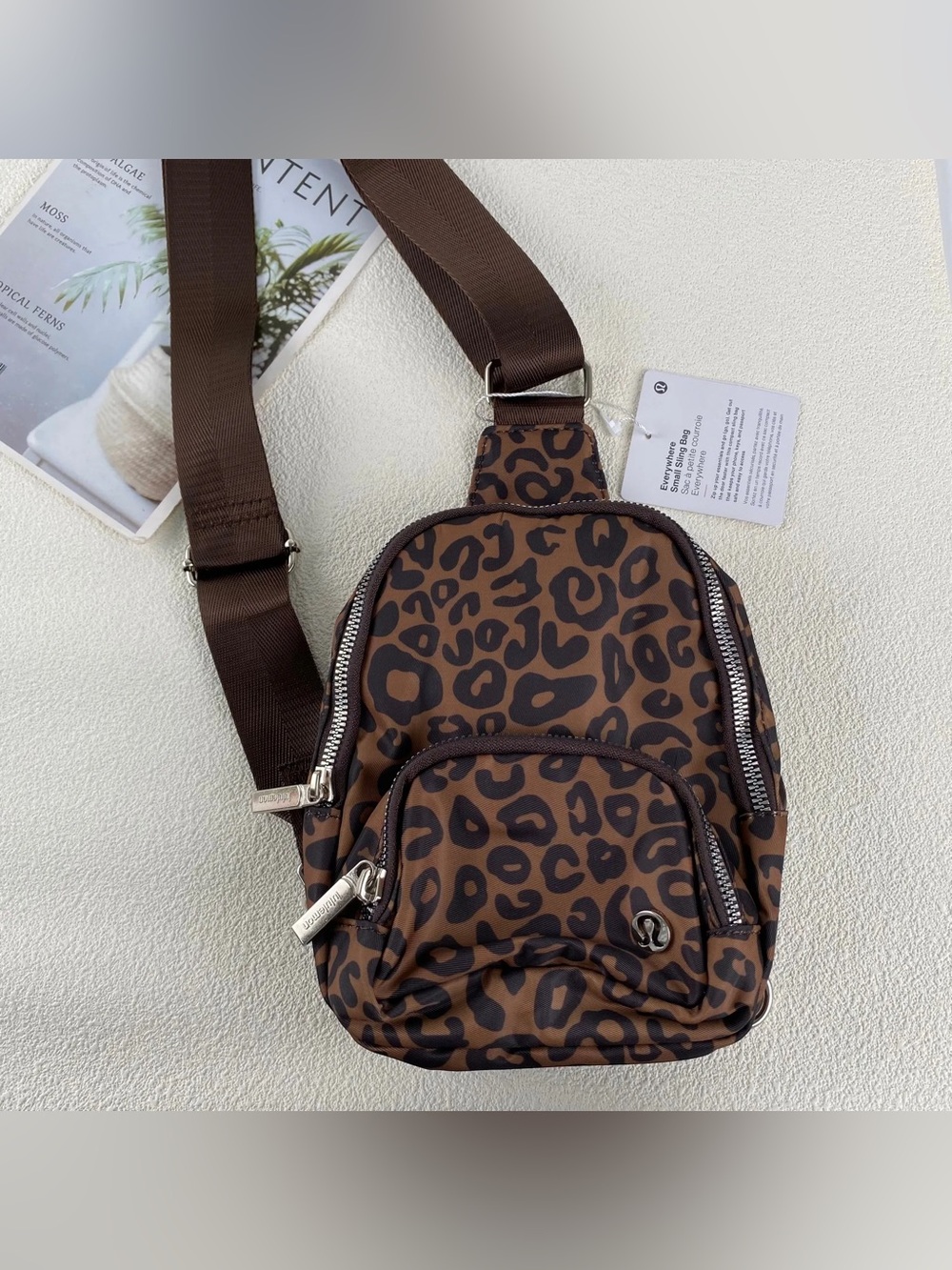 lululemon athletica Brown Leopard Print Crossbody Sling Bag